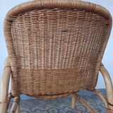 Rattan and bamboo armchair, 70s