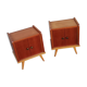 Pair of vintage wooden bedside tables 2 tones