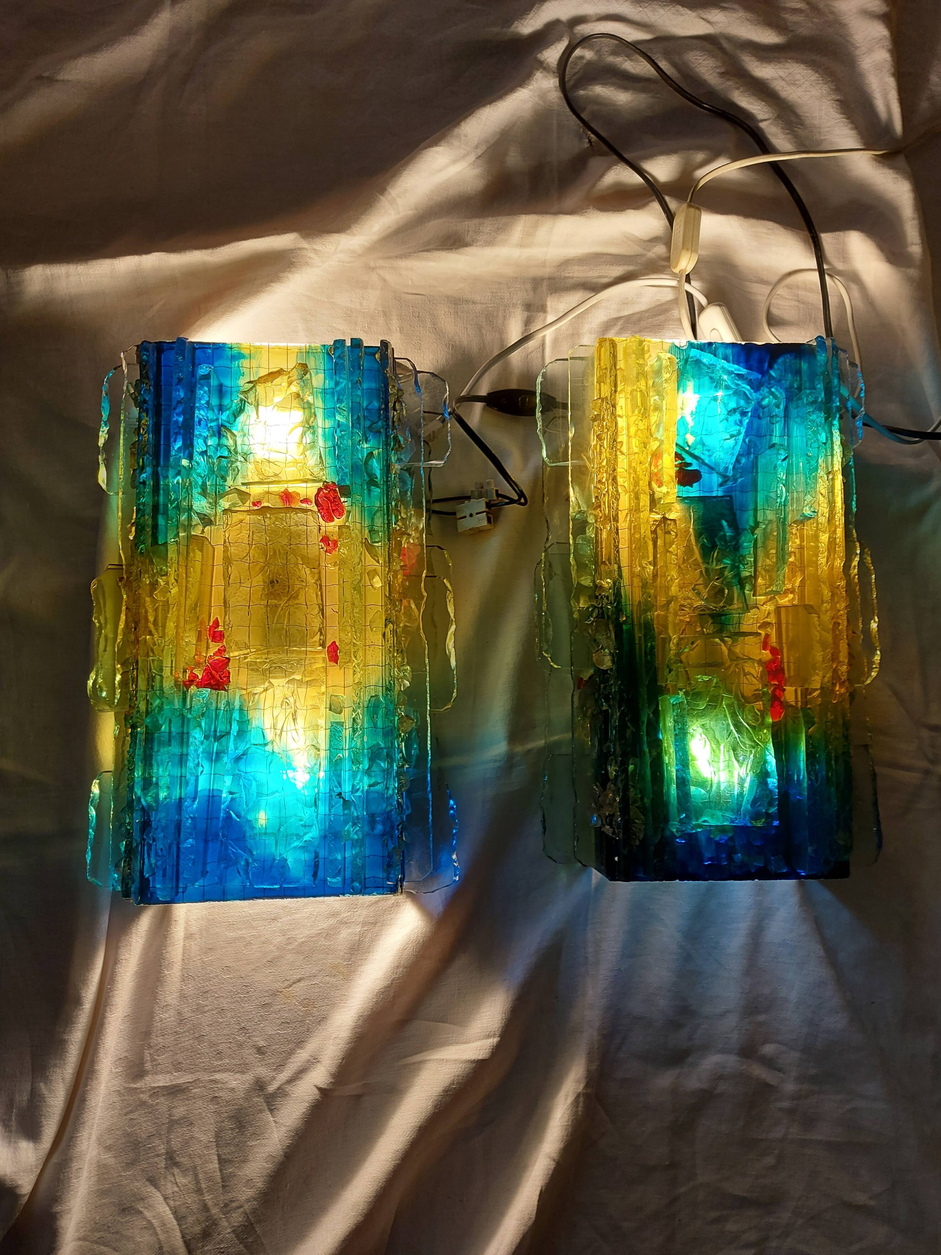 Pair of raak glass appliques, Willem Van Oyen, Chartres model