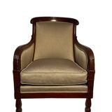 Mahogany bergère chair, stamped, Empire period