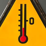 Thermometer yellow warning sign vintage european 1980