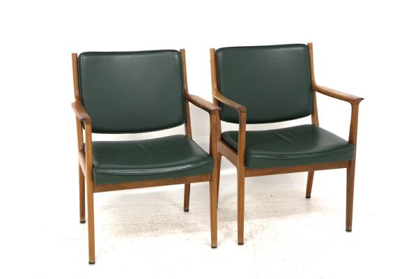 Set de 2 fauteuils en cuir, Karl Erik Ekselius, Suède, 1960