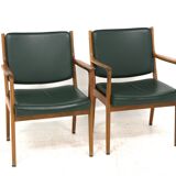 Set de 2 fauteuils en cuir, Karl Erik Ekselius, Suède, 1960