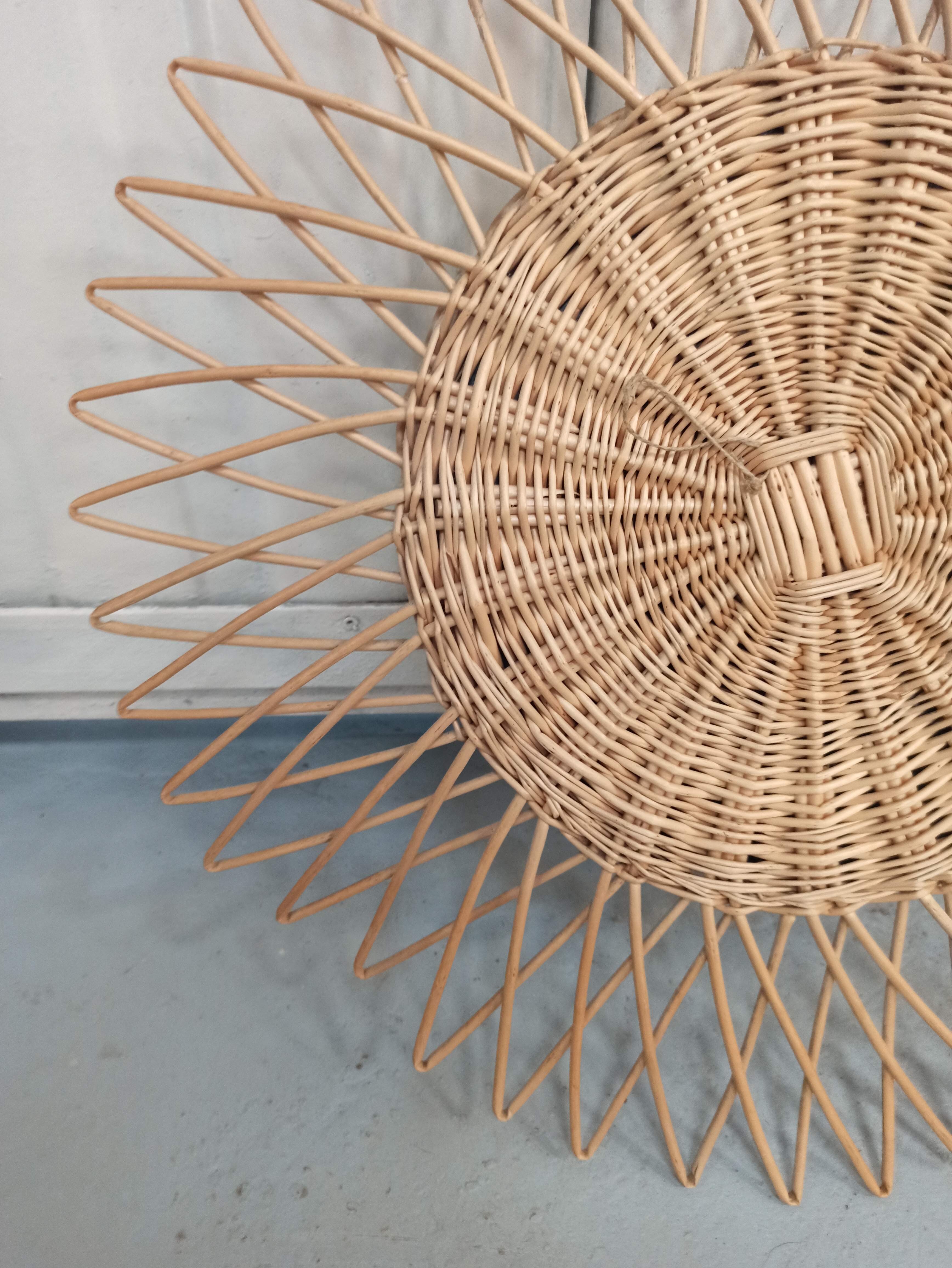 Round rattan sun mirror - 48cm