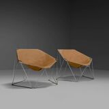 Early ocher canvas Penta chairs by Jean-Paul Barray & Kim Moltzer for Bofinger
