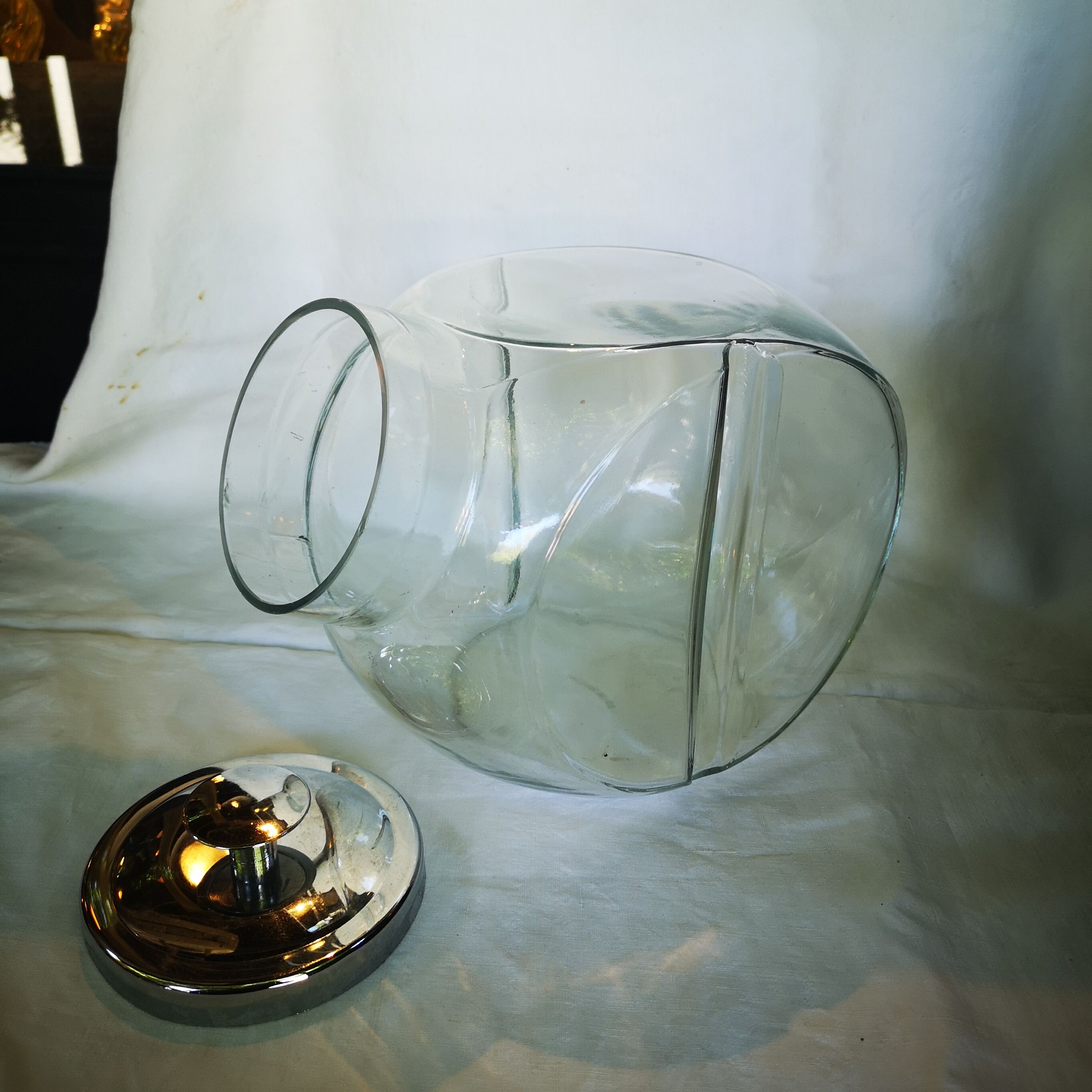 Bocal à bonbons en verre vintage