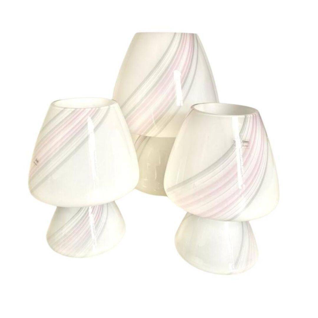 Vintage Murano mushroom table lamps, set of three, Maestri Muranesi, Italy 1970s