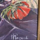 Old painting still life bouquet of flowers