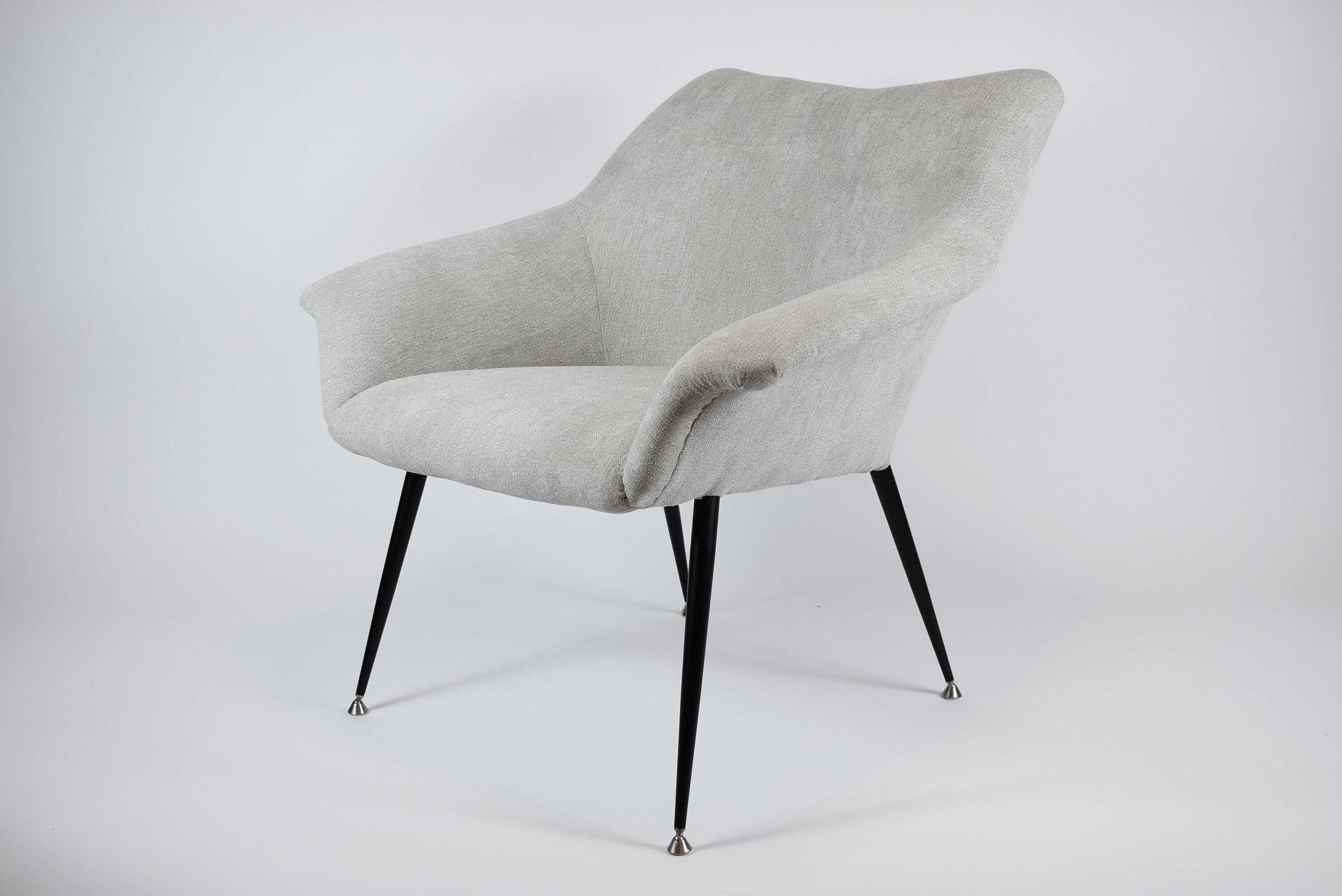 Vintage armchair "Shell", upholstered, Germany, 60s, grey fabric