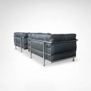LC3 down cushions Y extra leather armchairs by Le Corbusier Cassina 1990s