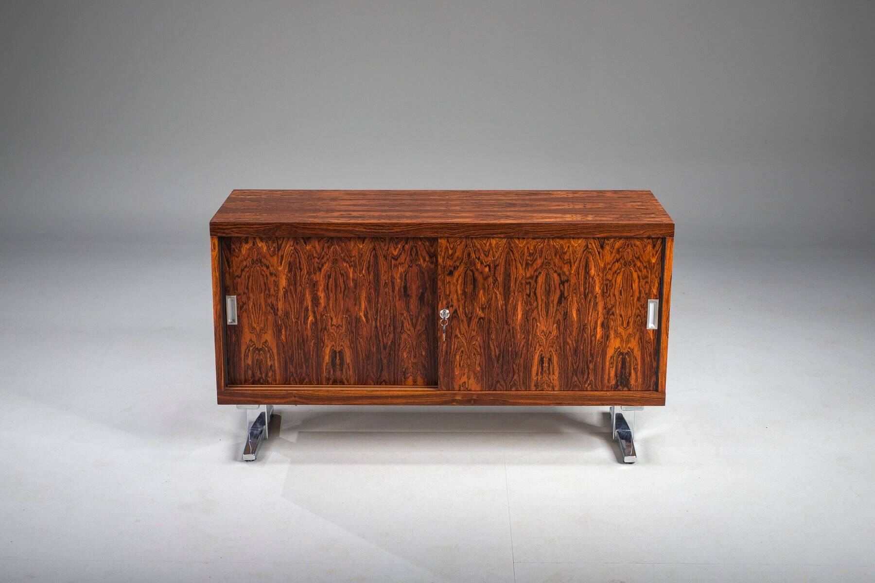 Mid-century wood veneer sideboard with chrome legs, 1960s