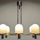 Space Age chandelier with 6 lights in white sandblasted opalines from the 60s/70s