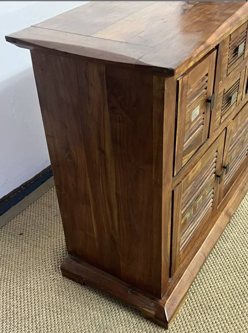 Buffet en bois d'acacia massif 4 portes, 2 tiroirs