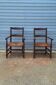 Pair of wooden and straw farmhouse armchairs