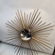 Golden metal witch's eye sun mirror from the 70s, 86cm.