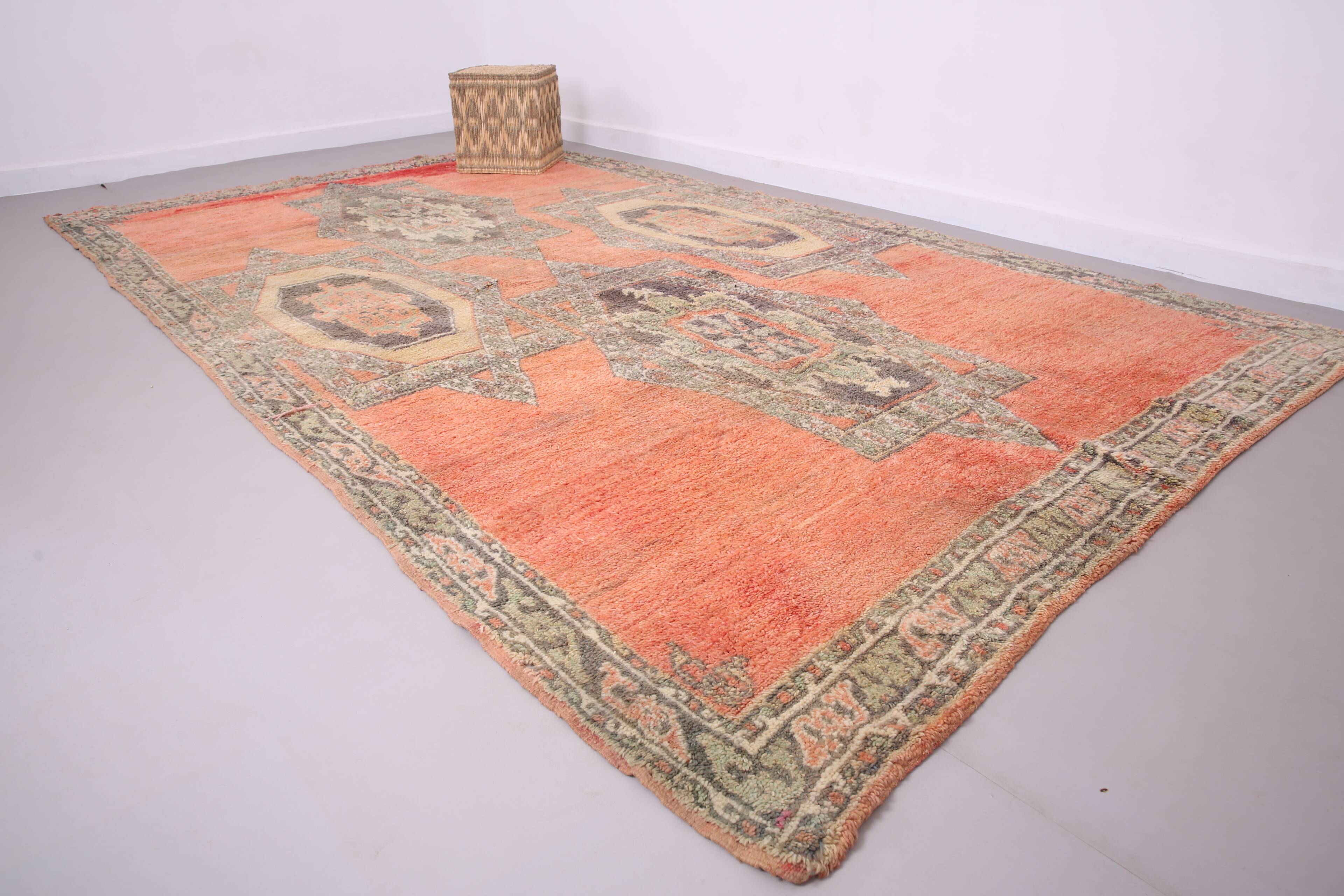 Vintage Handmade Moroccan Rug 213 x 363 cm - Peach Moroccan Rug Berber