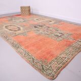 Vintage Handmade Moroccan Rug 213 x 363 cm - Peach Moroccan Rug Berber