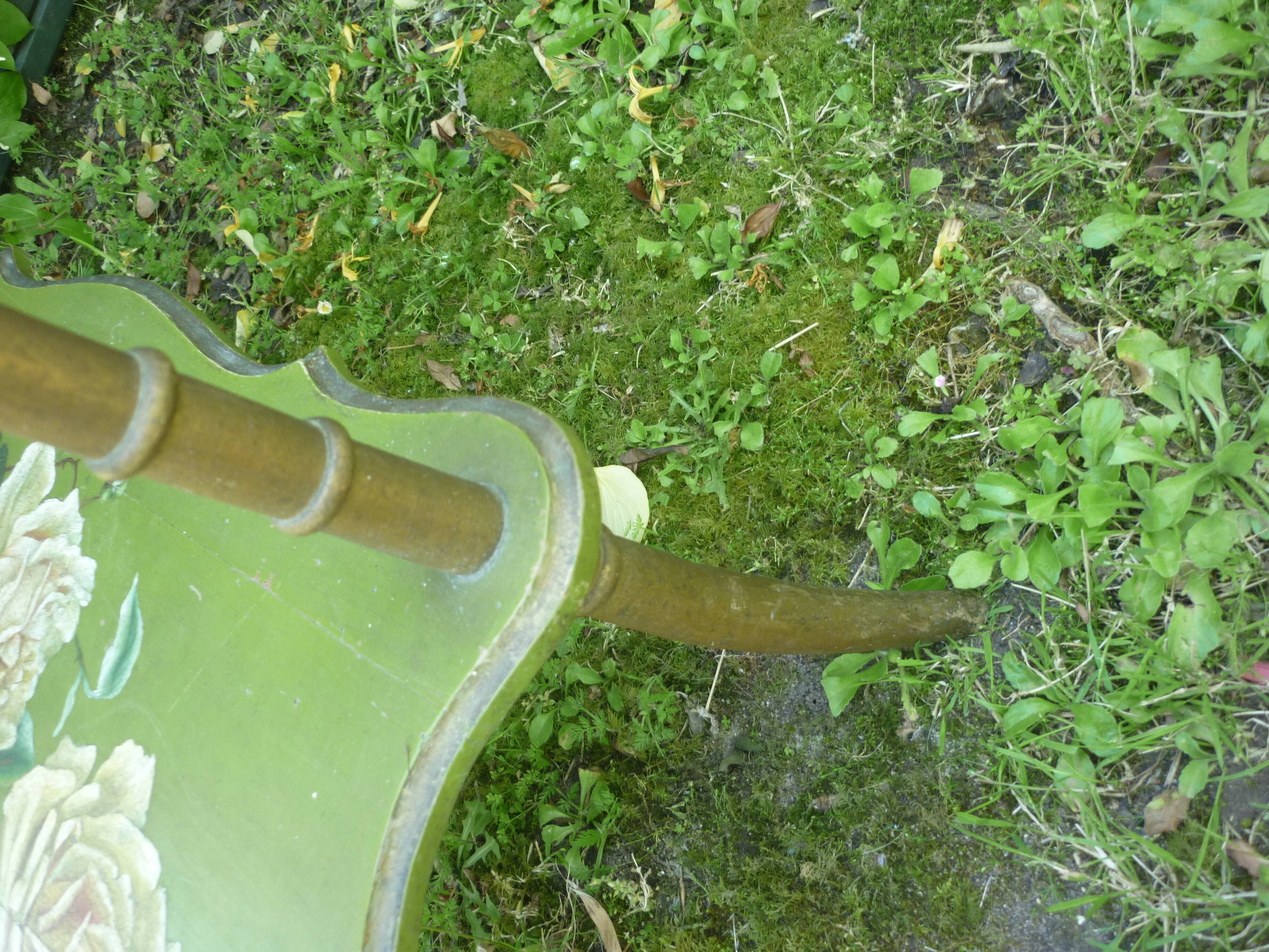 wooden side table painted flowers