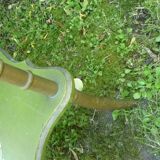 wooden side table painted flowers