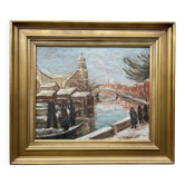 Tableau : Huile sur panneau - paysage de Venise