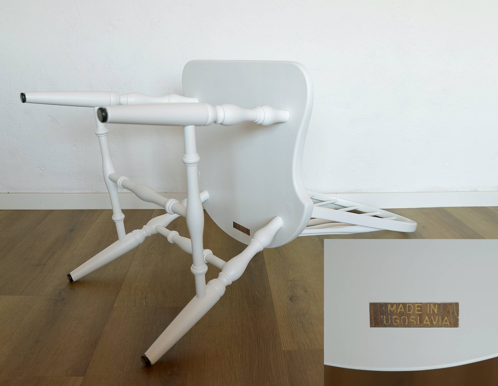 1 of 6 Vintage Wooden Dining Chair Restored Accent White Windsor Chairs