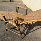 Wicker chaise longue