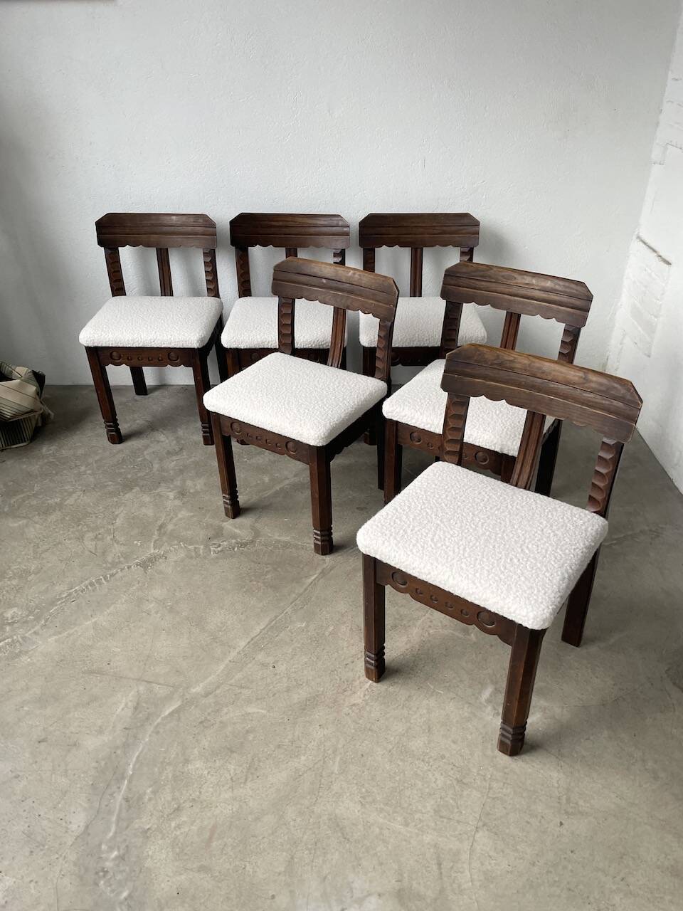 Set of 6 brutalist chairs from the 1940s