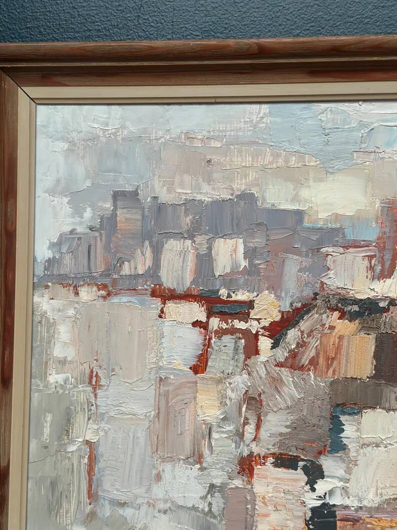 Original Swedish Oil on Panel – “Composition” by Gösta Calmayer – Signed – Dated 1961 – Vintage & Framed – 62 × 45 cm (24.4" × 17.7")
