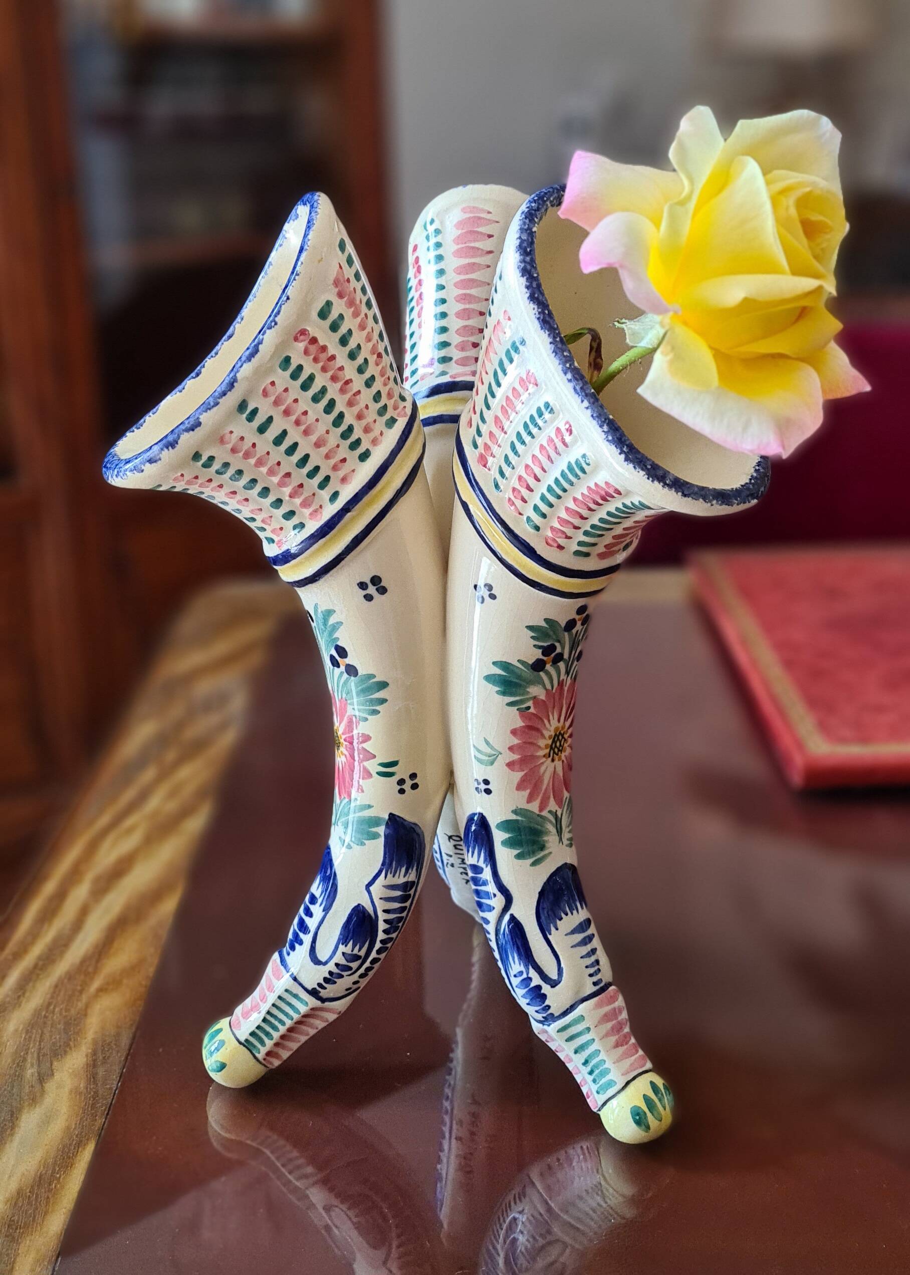 HB flowerpot in Quimper earthenware