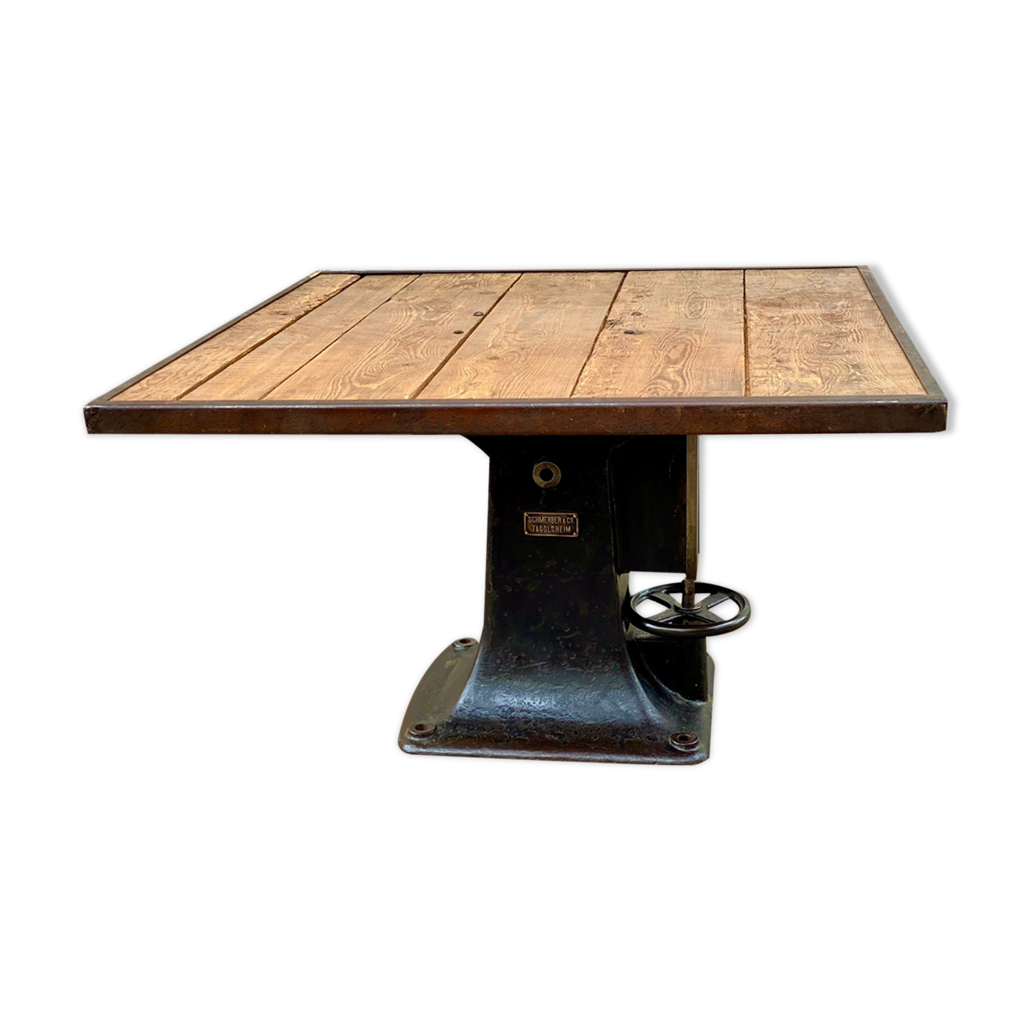 Cast-foot square industrial table