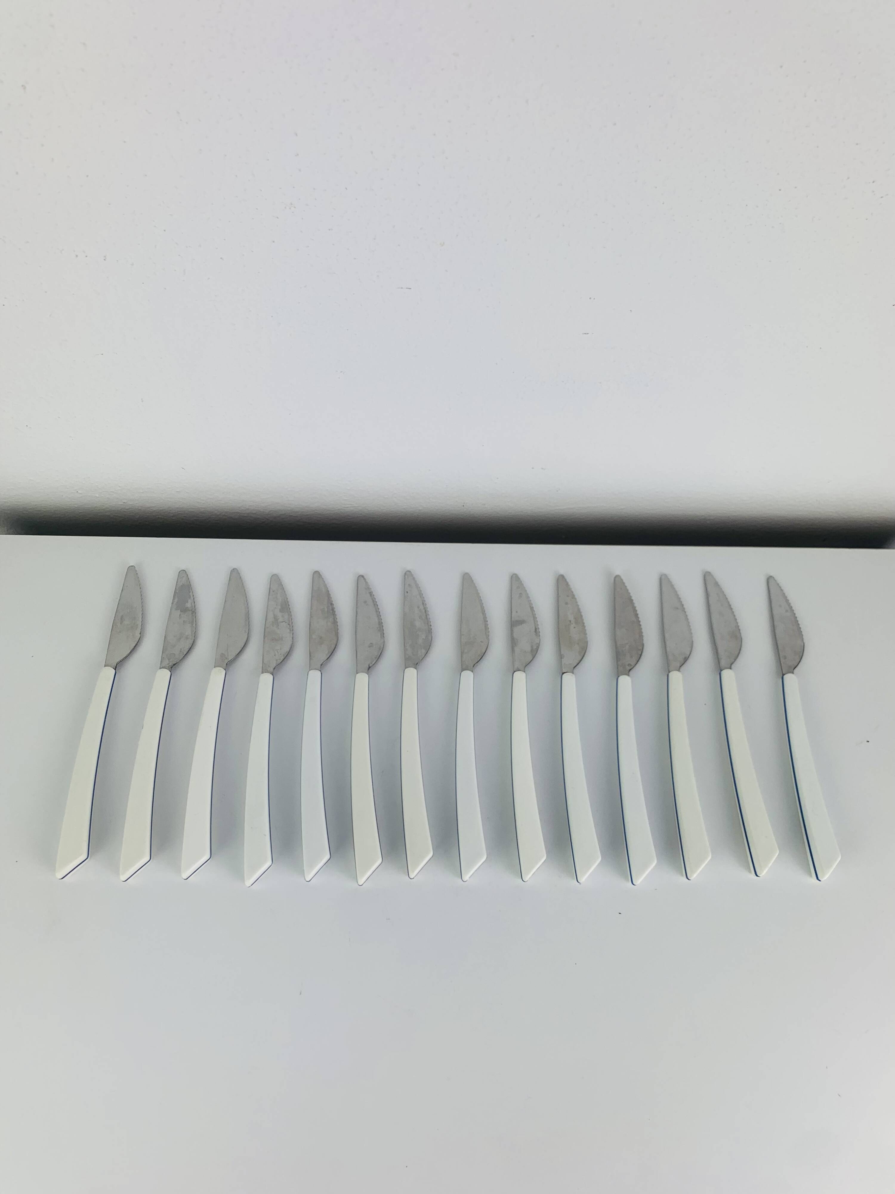 14 knives by Nathalie George for Air France, stainless steel, vintage