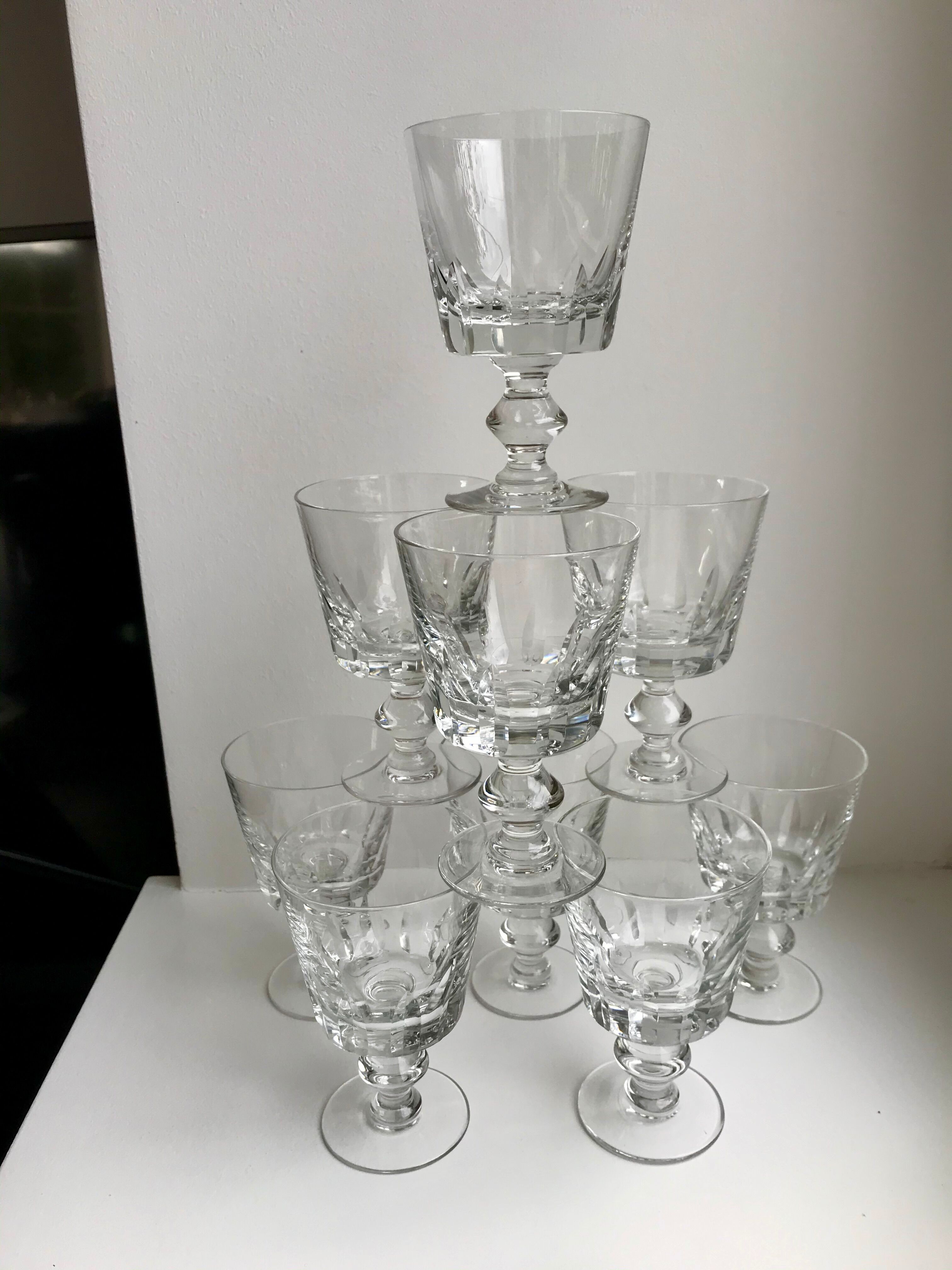Lot de 9 verres à vin en cristal début XXème