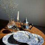 Set of 5 blue English plates D23