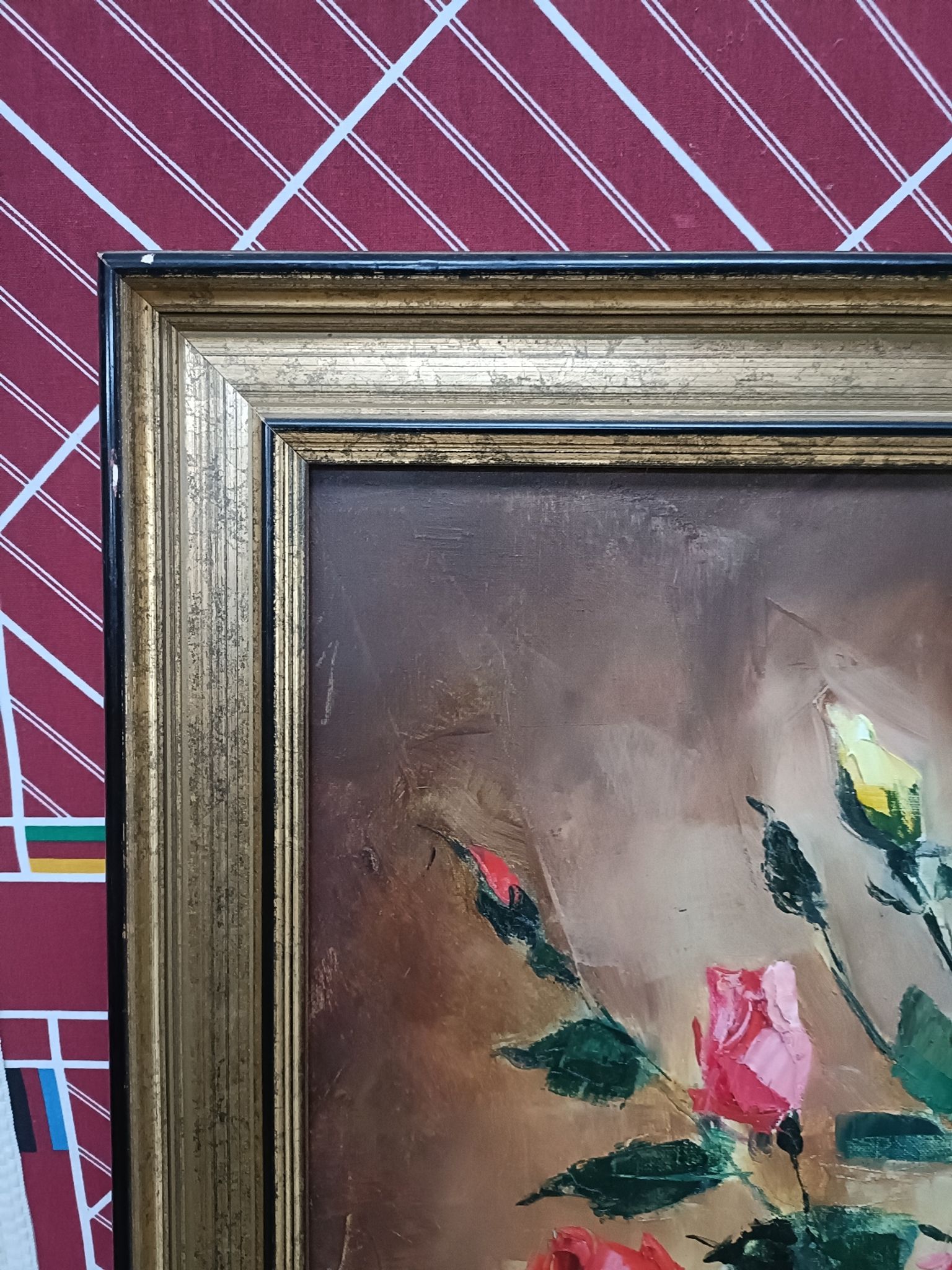 Painting on canvas with a knife, vase and cut flowers, Léon Gasser dit Mas