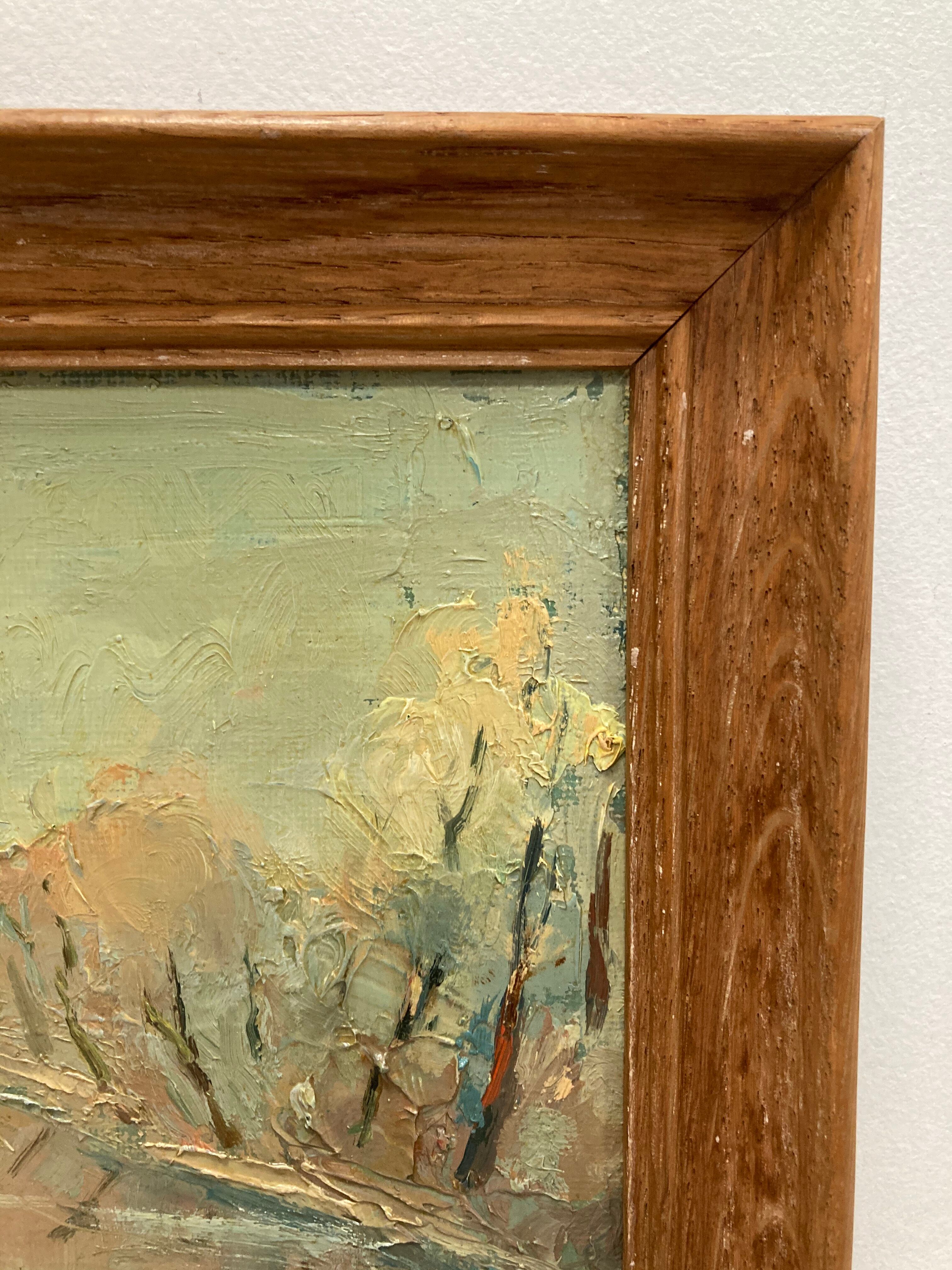 Oil on framed cardboard