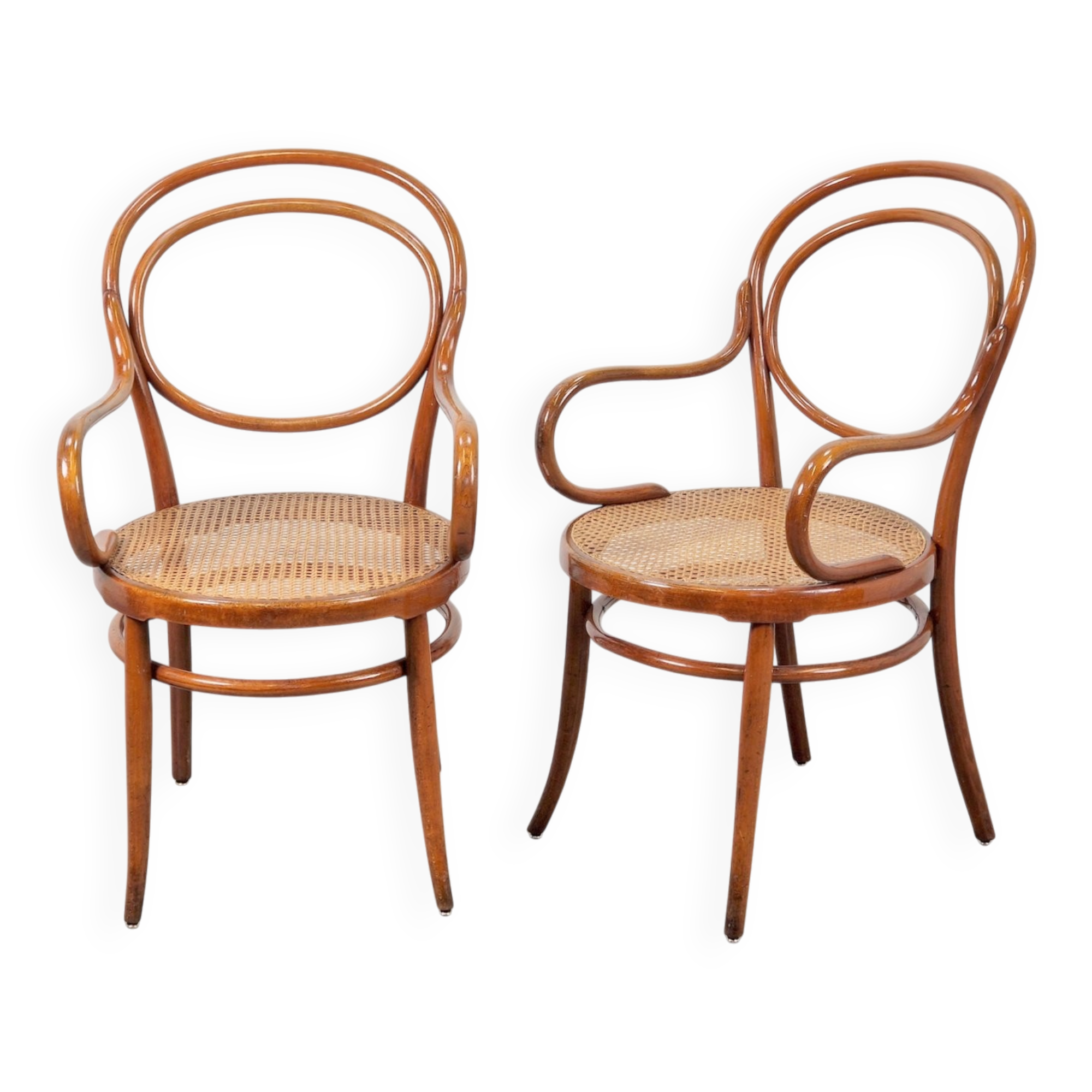 Antique Bentwood Webbing Chairs by Jacob & Josef Kohn for Wiener Werkstätte, Austria, 1890s, Set of 2
