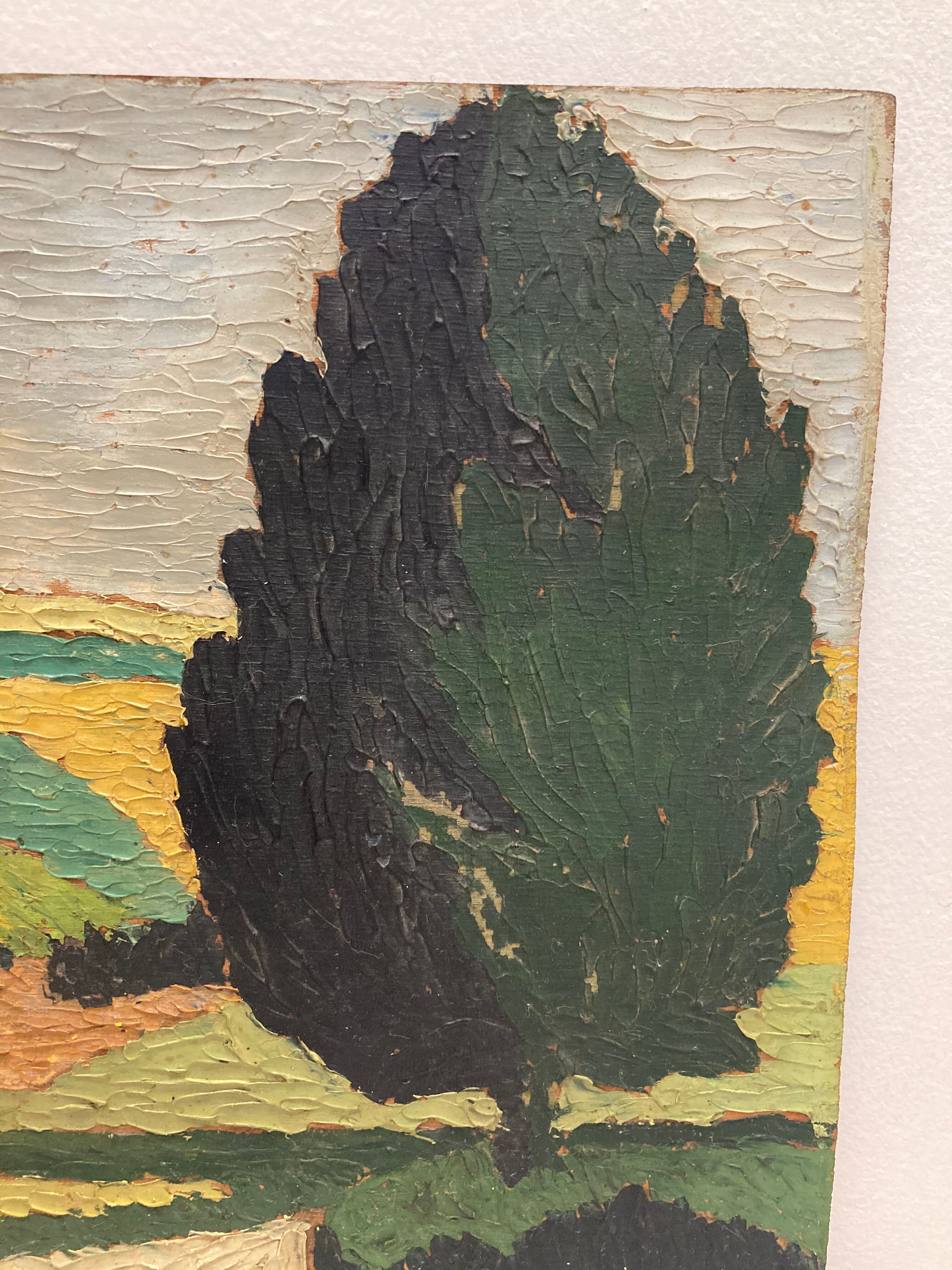 Vintage landscape in oil