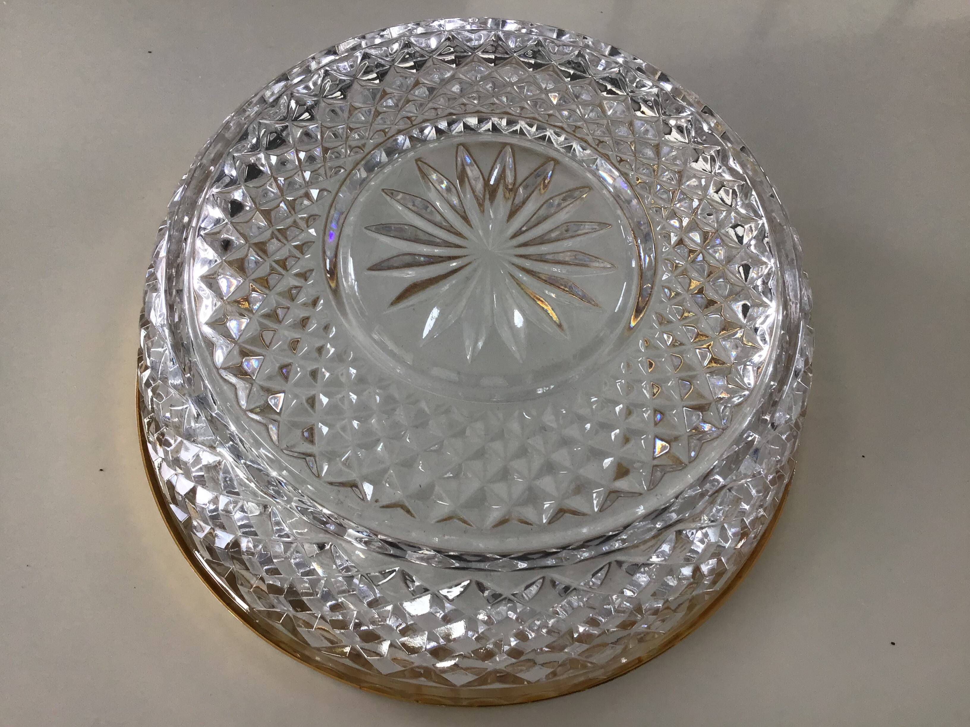 Glass and brass salad bowl