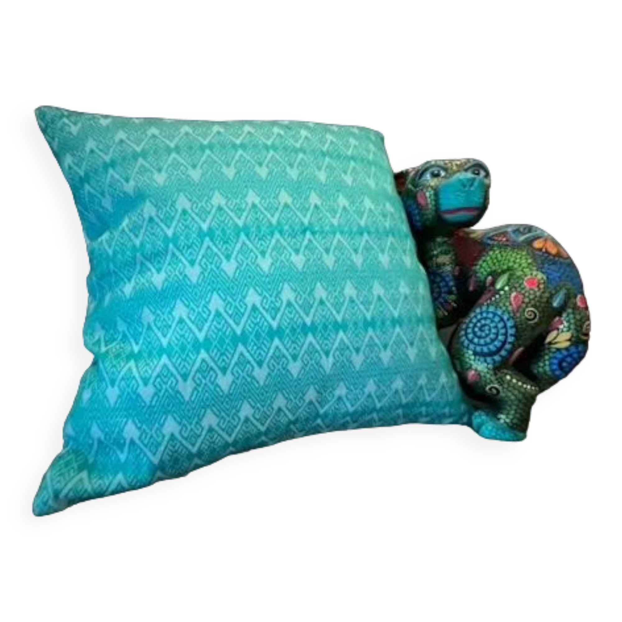 Ocean blue Kachin cushion 40x40 cm