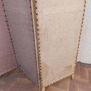 Paravent ancien 4 feuilles bois et tissu