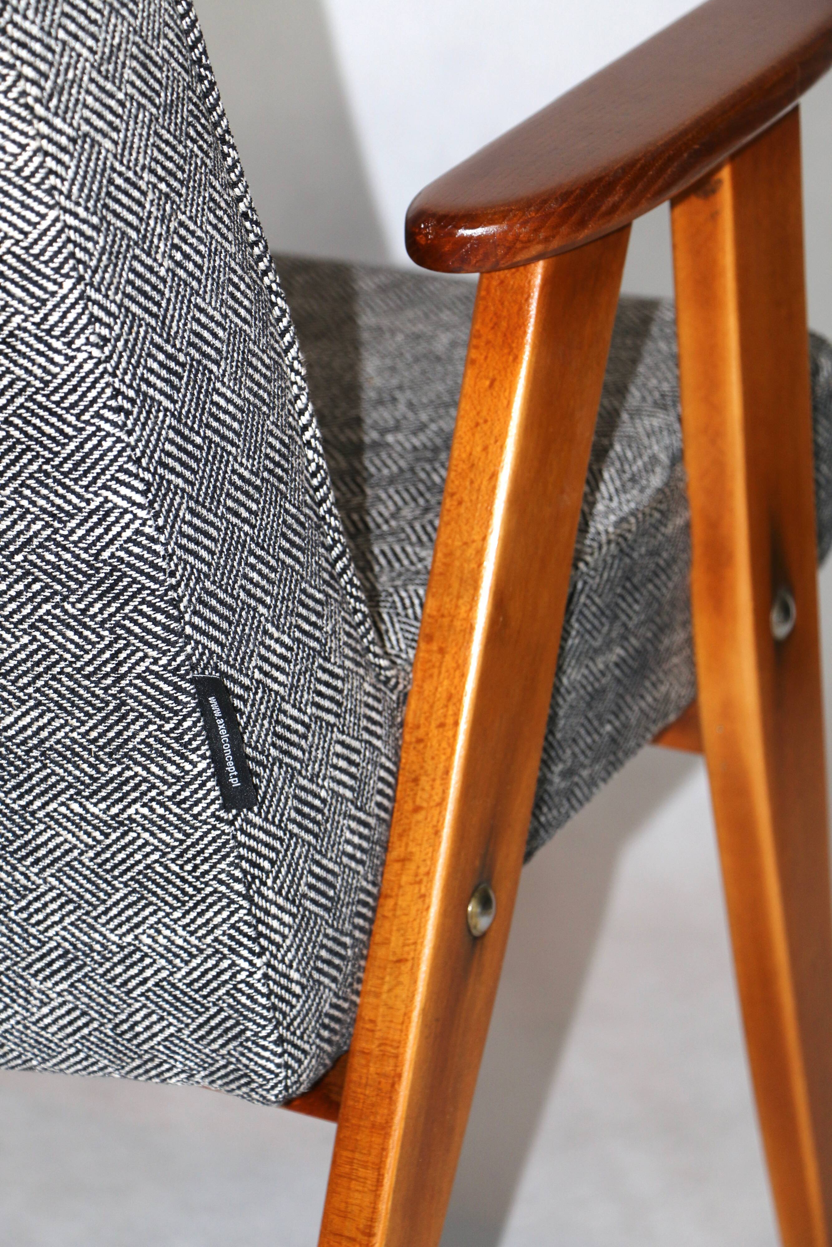 Vintage 366 Black & White Easy Chair by Józef Chierowski, 1970s