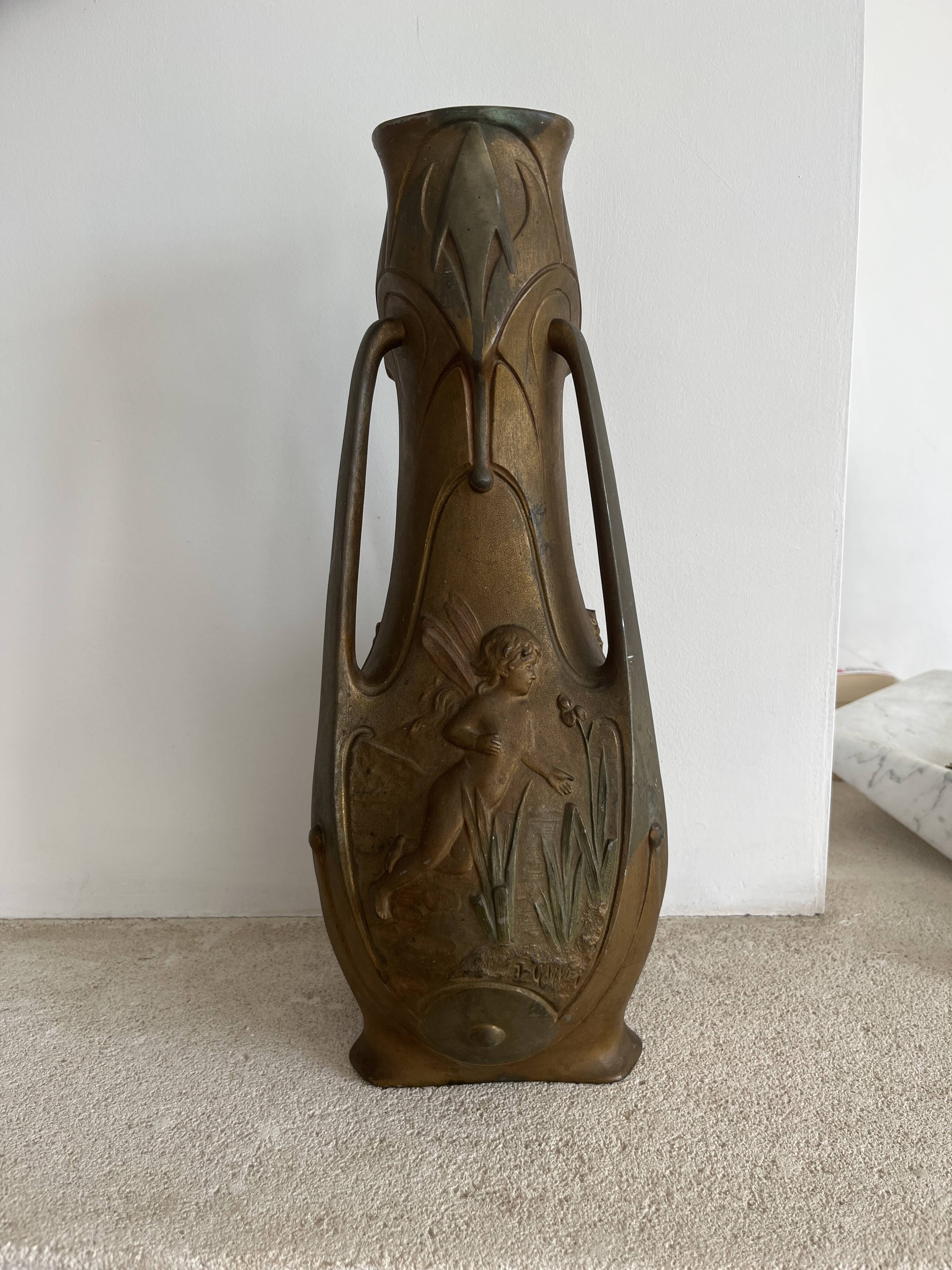 Art Nouveau tin vase