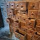 Antique pine drawer cabinet with 50 drawers, apothecary or hardware, 19th century