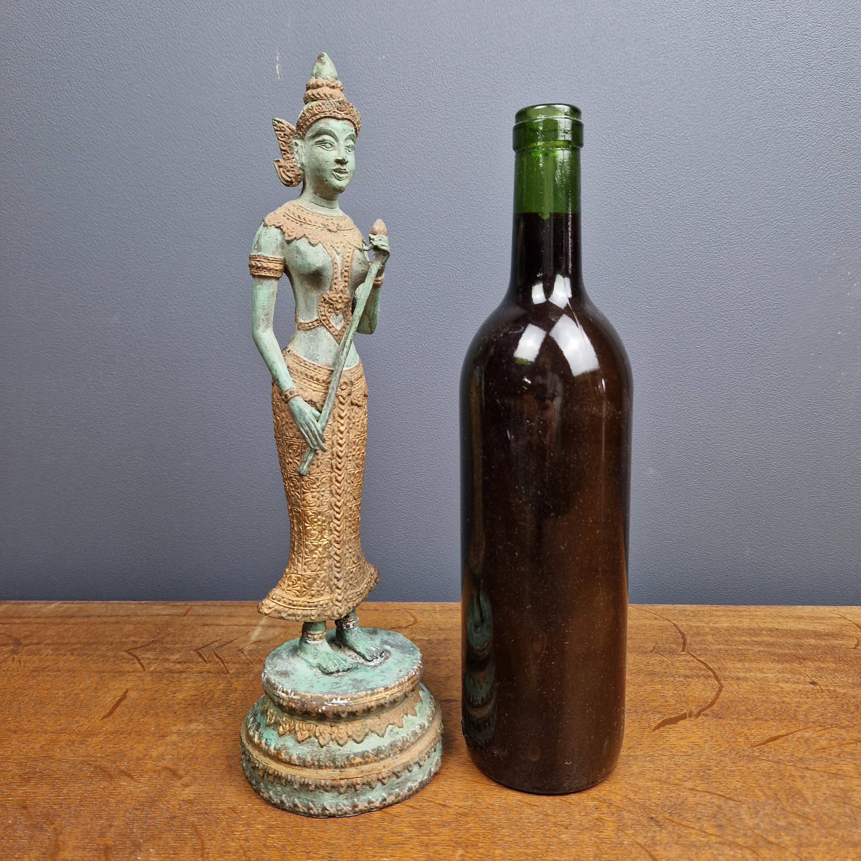 Ancient bronze sculpture divinity Apsara India 20th Hindu goddess statue