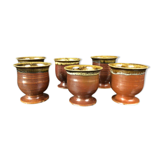 Set of 6 signed sandstone cups / La Borne