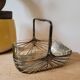 Silver metal and glass basket