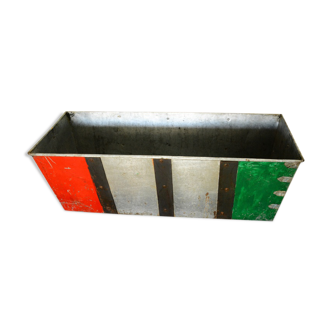 Vintage zinc planter metal tray with handles