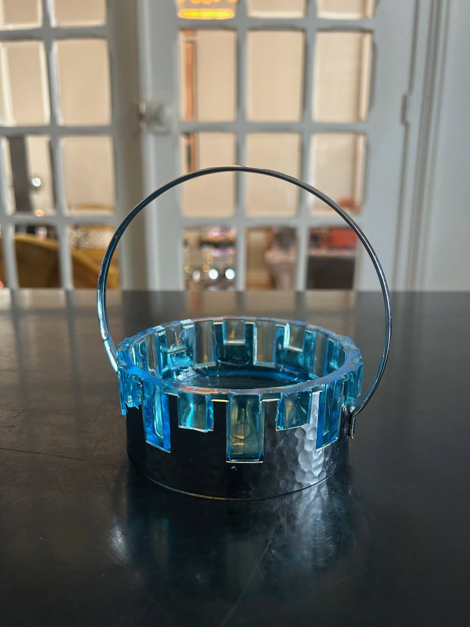 glass and hammered metal pocket emptier