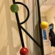 60s wall dressing room door, with colorful balls