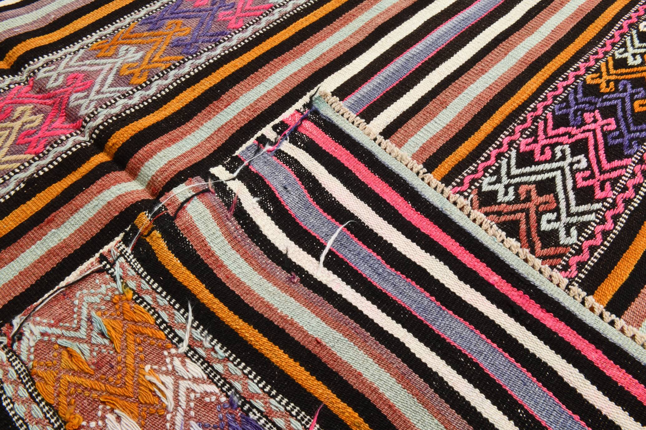 5x8 Multicolor Kilim Rug, Striped Rug, Antique Kilim 60s 160x232Cm